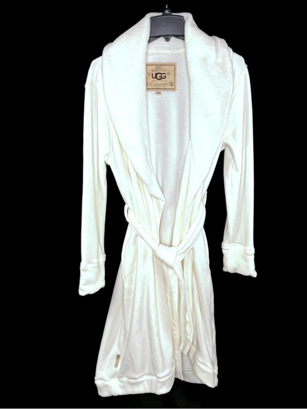 UGG Cream Plush Shawl-Collar Wrap Robe with Belt - Picture 2 of 9